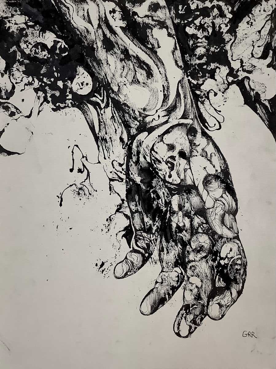 Ink drawing by Glen Ronald, Image 1.