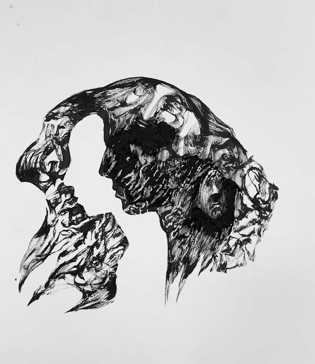 Ink drawing by Glen Ronald, Image 1.