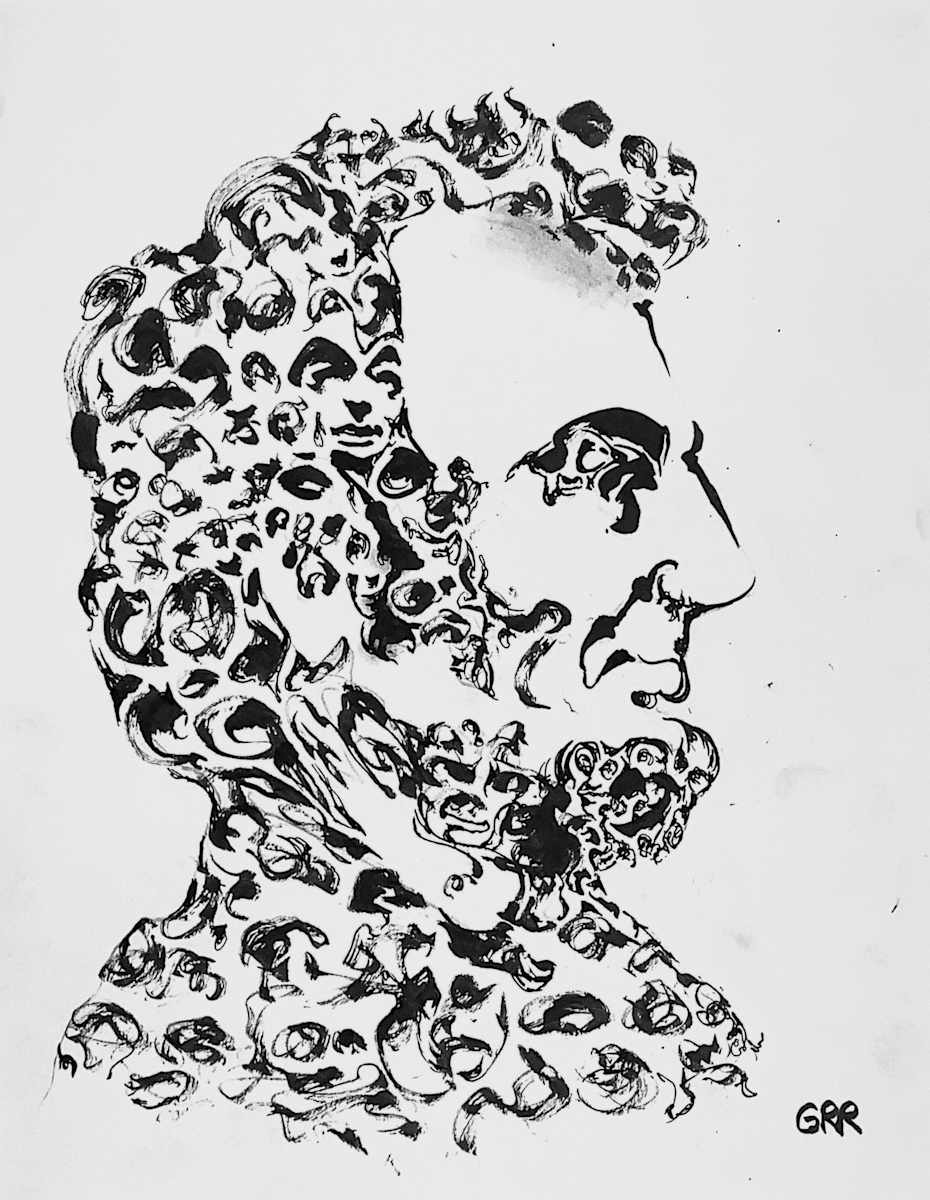Ink drawing by Glen Ronald, Image 1.