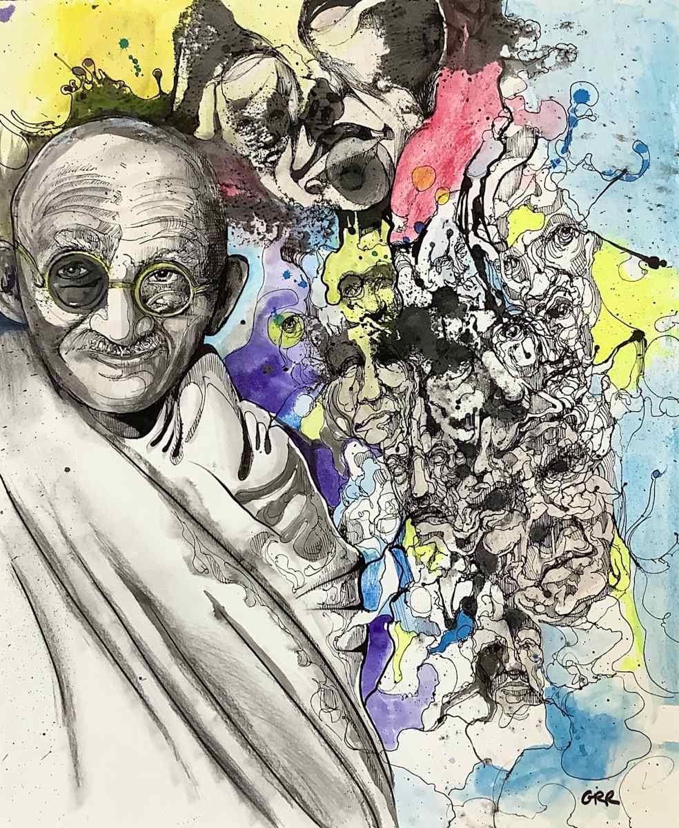 Ink drawing by Glen Ronald, Image 1.