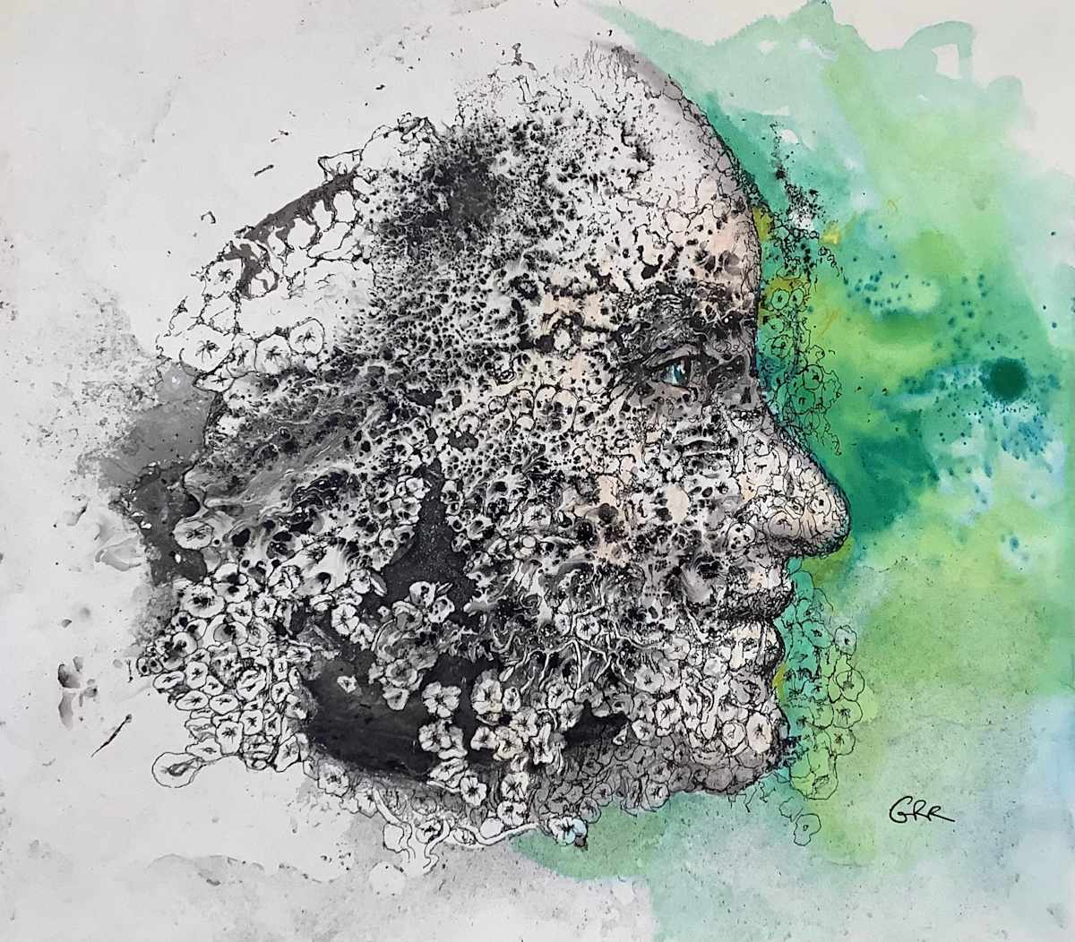 Ink drawing by Glen Ronald 