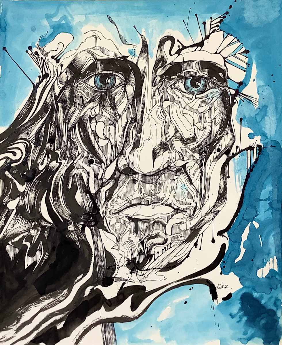 Ink drawing by Glen Ronald 