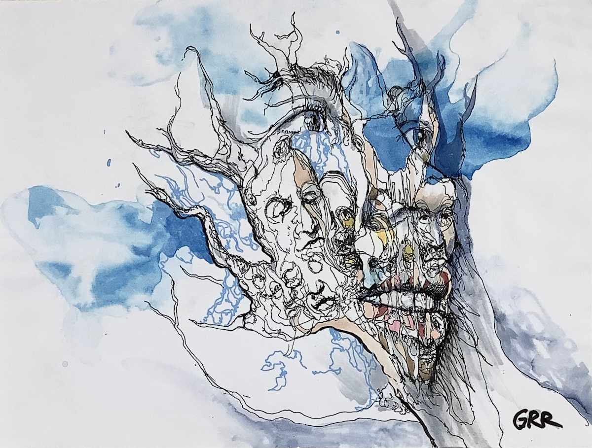 Ink drawing by Glen Ronald, Image 1.