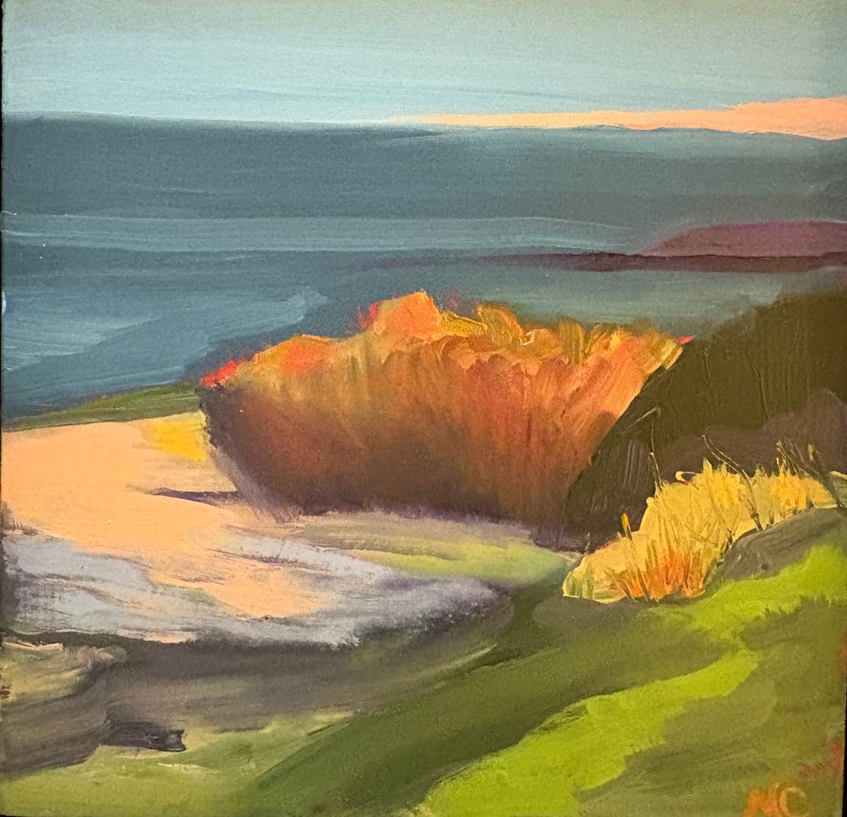 Pink Horizon by Maureen Church  Image: a plein air painted at Windsor Beach, White City, Summerville