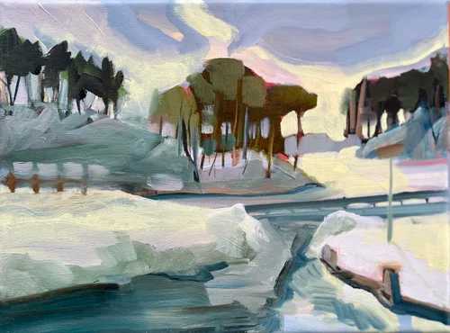 Parking Lot D by Maureen Church  Image: a plein air in wintertime at Durand Eastman Park