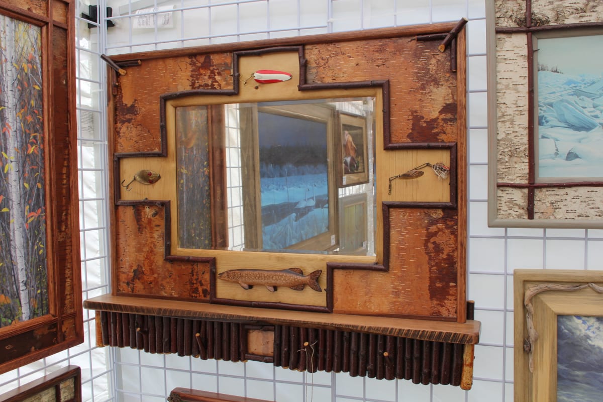 Mirror with Hatrack & Lures, Image 1.