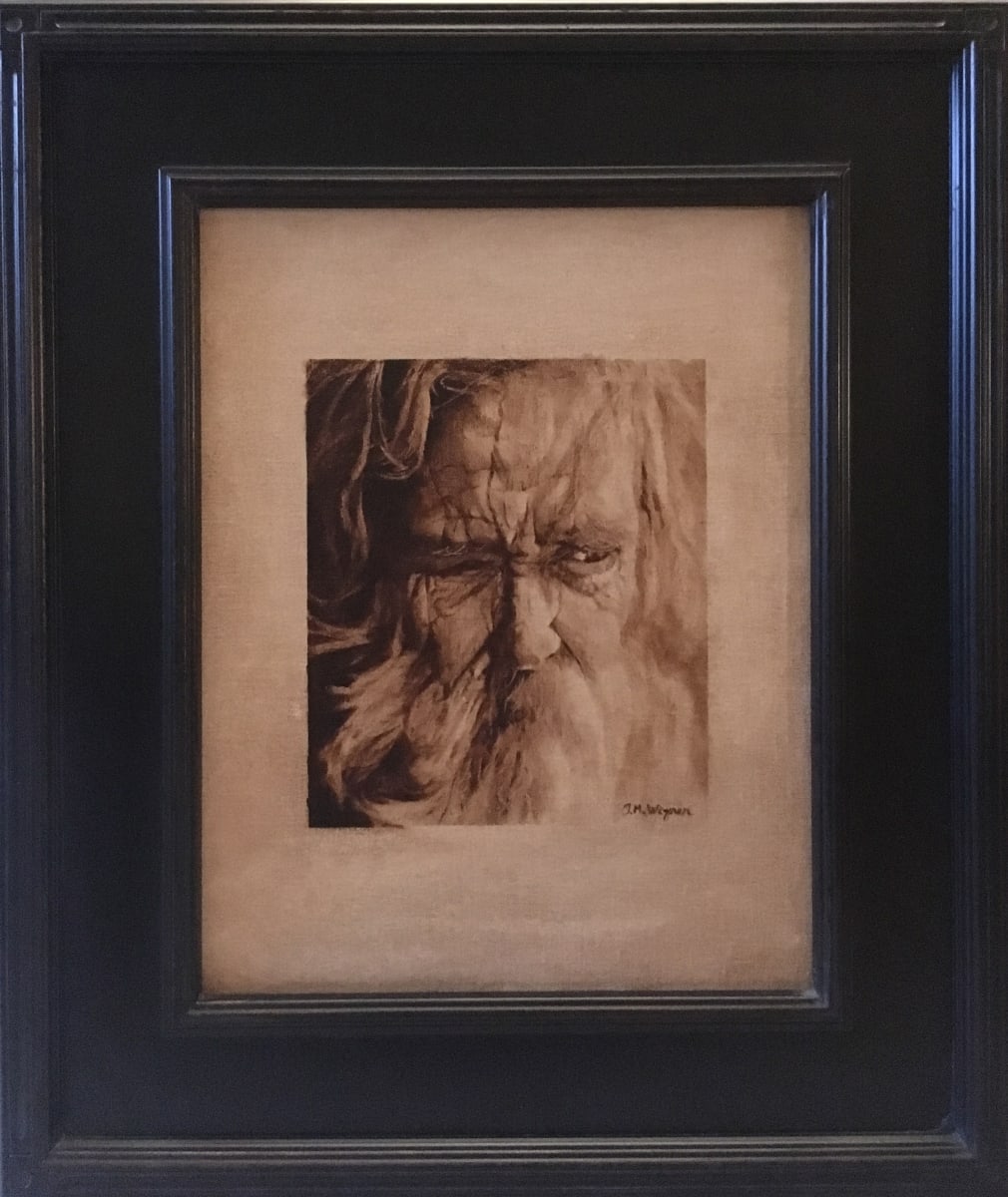Old Man Portrait Study In Raw Umber by John Wegner  Image: oil on linen panel, 11 x 14"