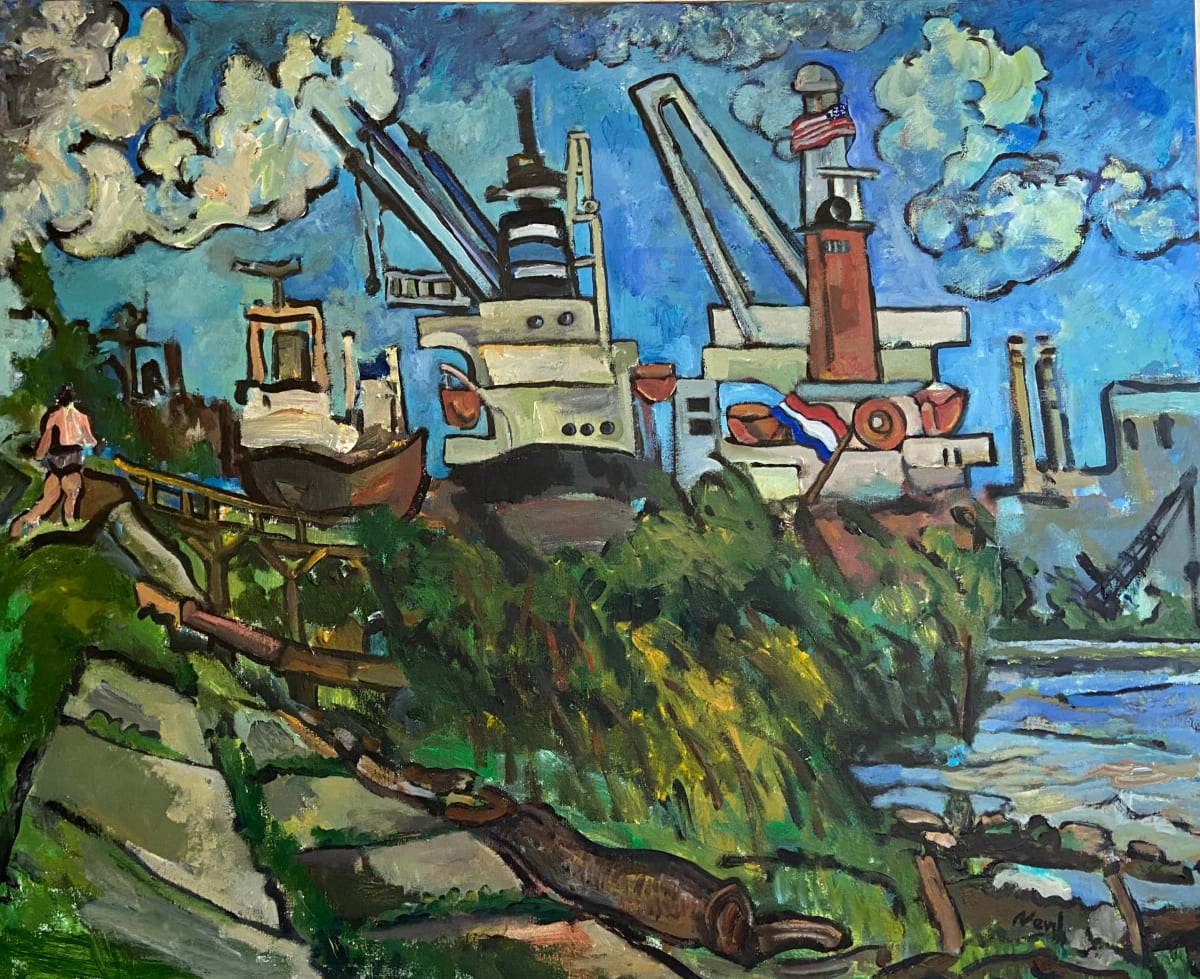 Boats at Lower Coast by Larry Daniel Nevil 
