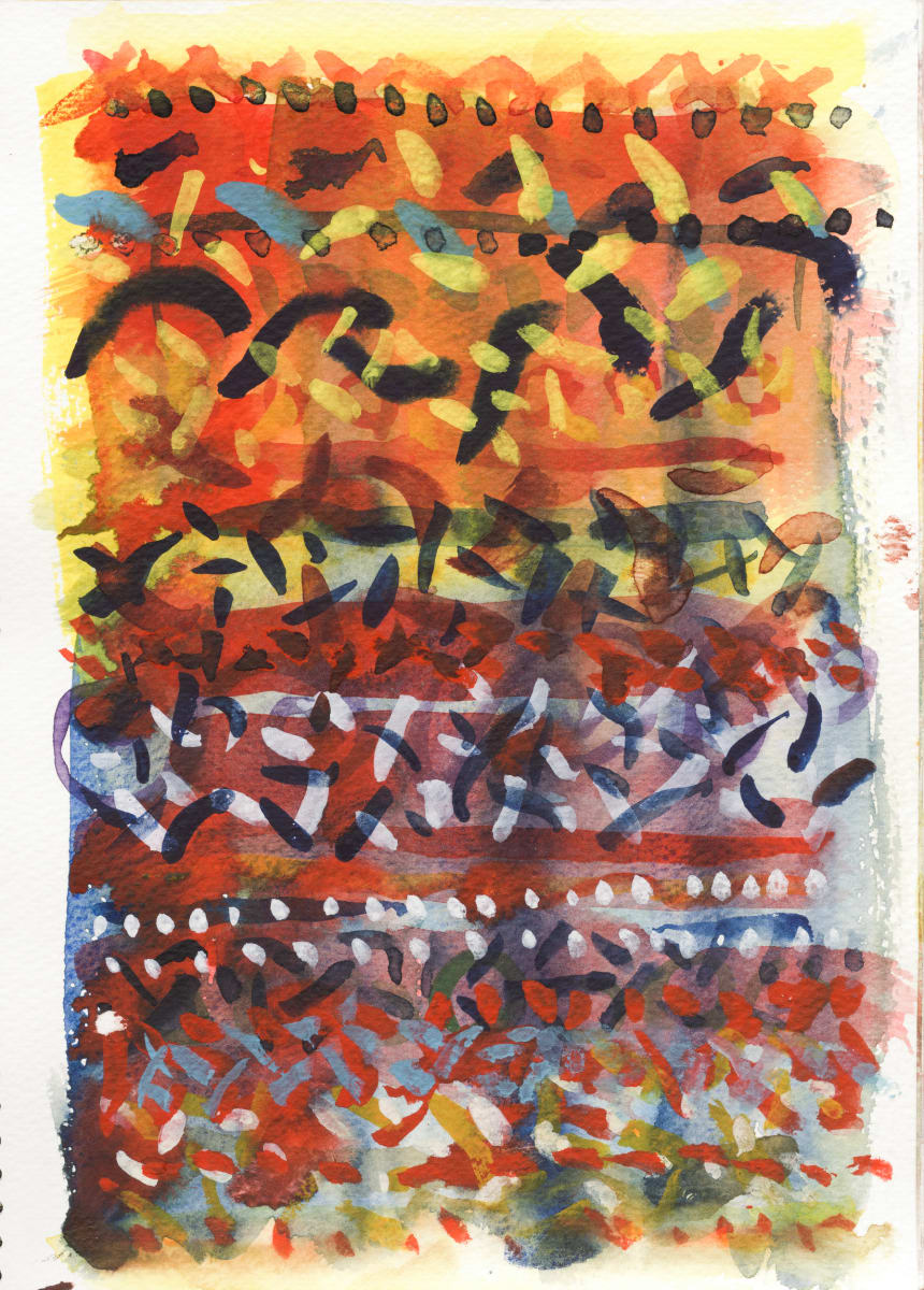 Pattern Recognition by Jonathan Herbert  Image: Marks repeat, fracture, recombine—like syntax stripped of grammar. The painting builds through rhythmic gesture, testing how meaning emerges from movement. Wright’s grids operated similarly: variation within a formal order, discovery through pattern.