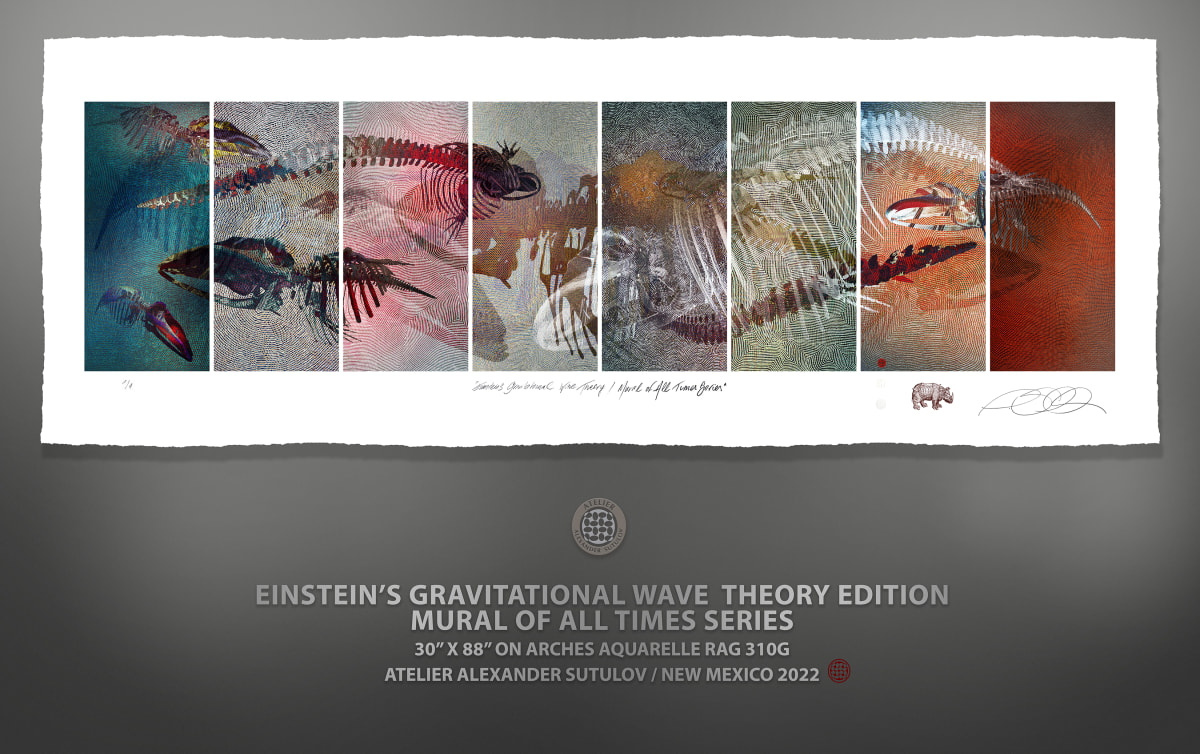 Einstein's Gravitational Wave Theory Mural of All Time Series  Image: Full-size deckle edge print on  100% rag paper