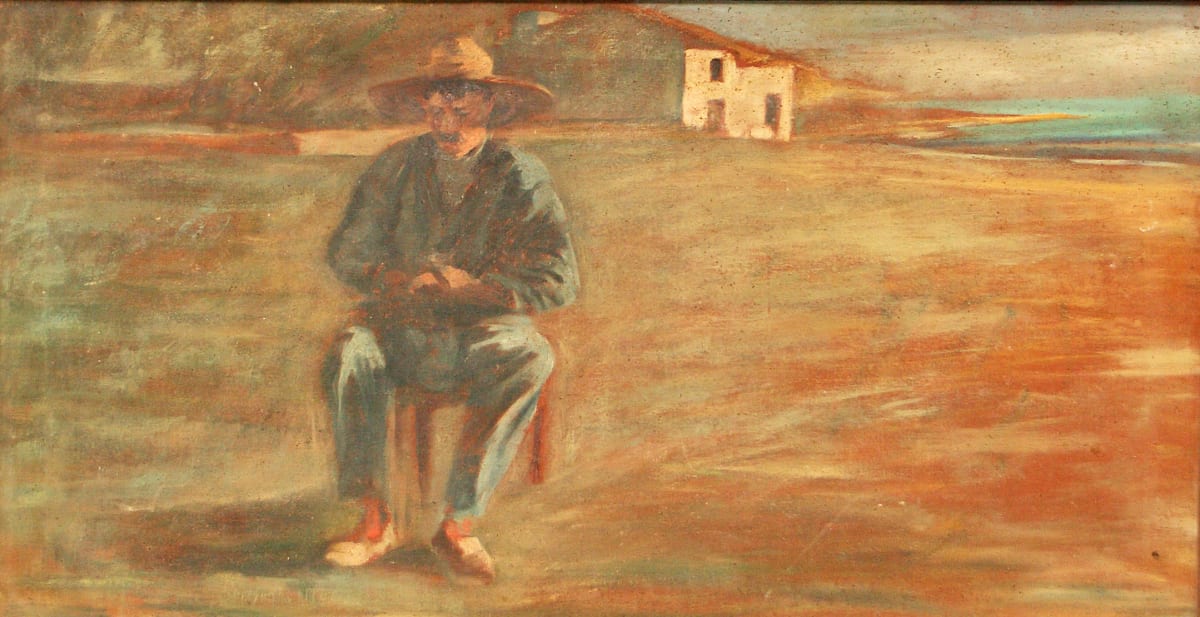 Home asegut a la platja by Agustí Ferrer i Pino 