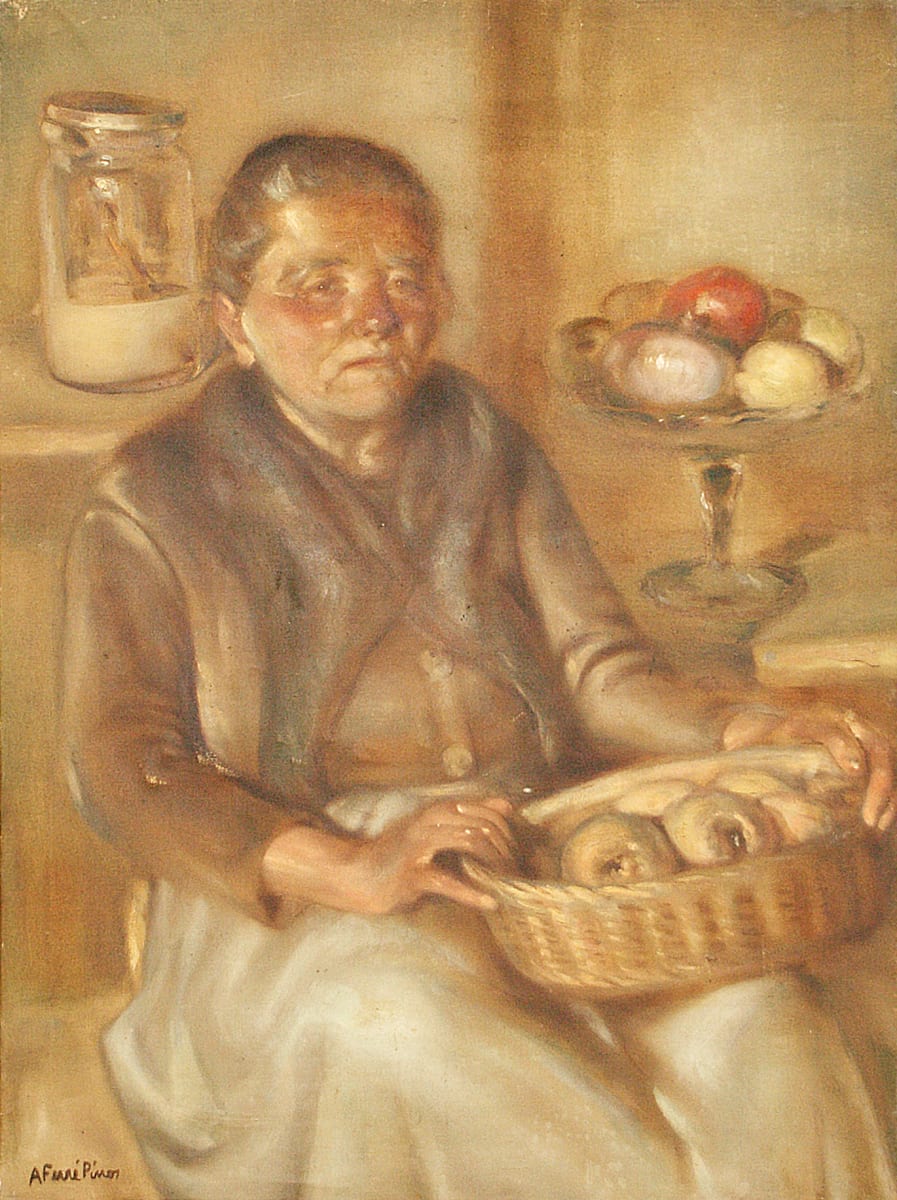 Dona gran amb cistell de fruites by Agustí Ferrer i Pino 