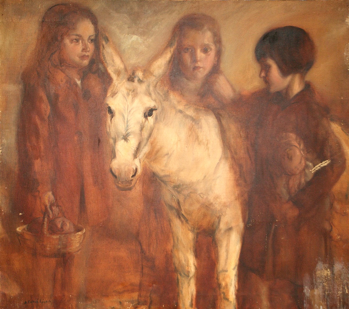 Tres nens i un ruc by Agustí Ferrer i Pino 
