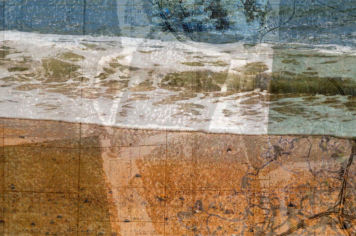 toss your cares out to the sea by Liz Ruest  Image: Digital collage, 20 layers © 2017 Liz Ruest