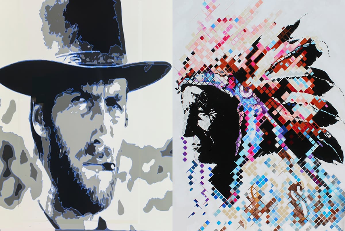 COWBOYS AND INDIANS #3.  CLINT EASTWOOD & LAKOTA INDIAN CHIEF by Curtis Dickman 