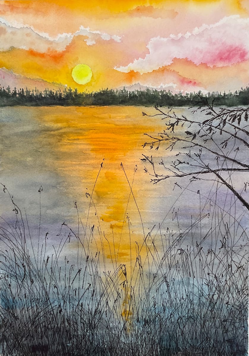 Spider Lake Sunset 2 by Katy Heyning 