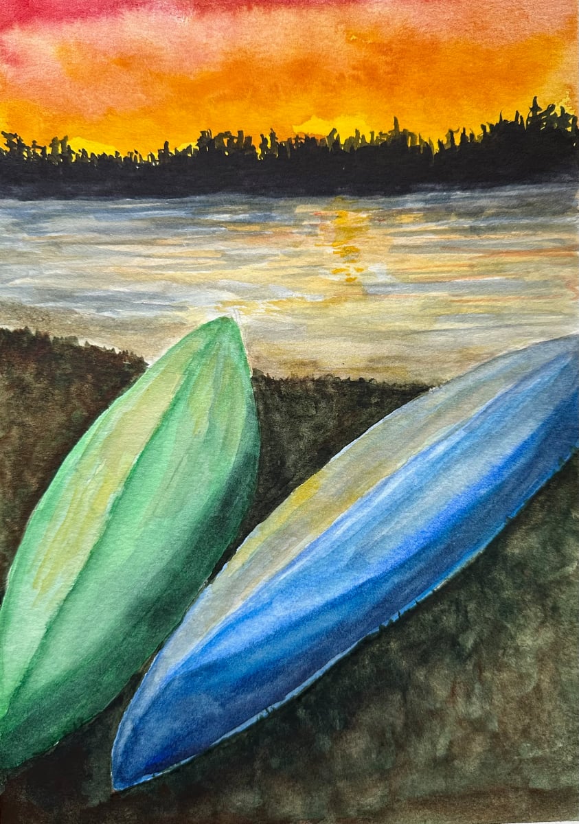 Kayaks and Sunset by Katy Heyning 