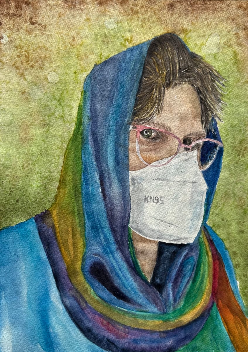 Self Portrait KN-95 by Katy Heyning Watercolor and Fine Art, Image 1.