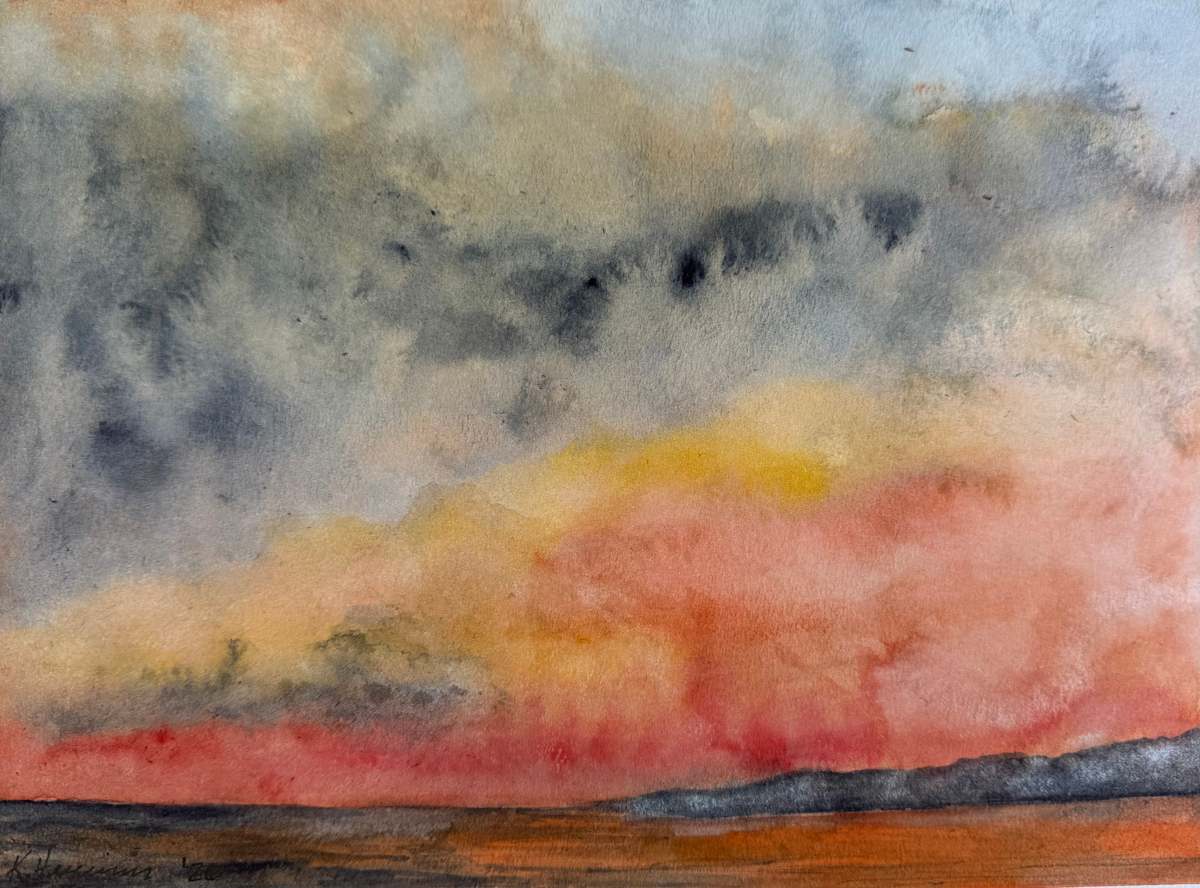 Orange Evening by Katy Heyning Watercolor and Fine Art, Image 1.