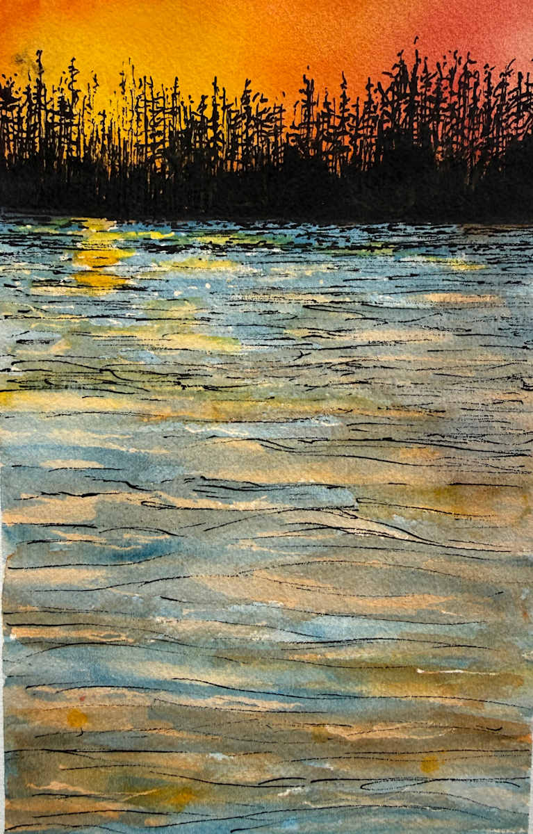 Spider Lake Sketch by Katy Heyning Watercolor and Fine Art, Image 1.