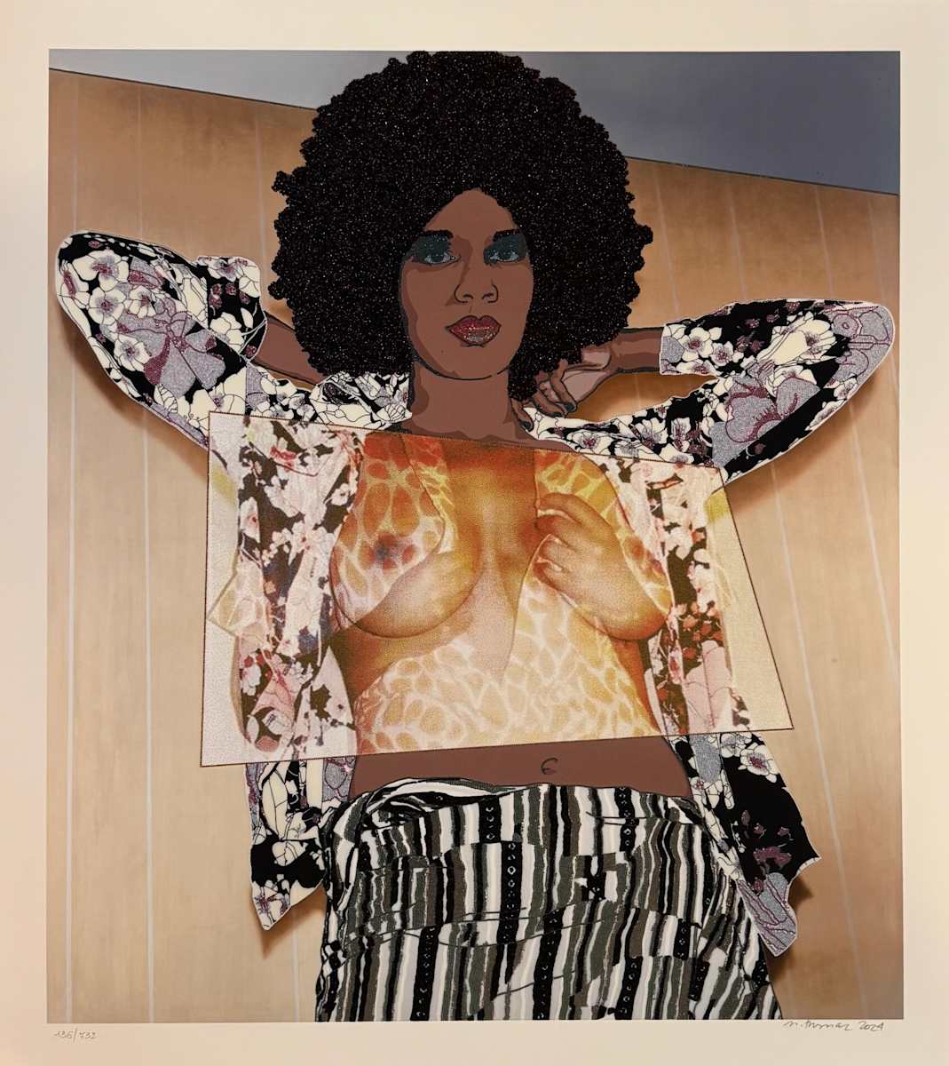 Portrait of Maya #10 by Mickalene Thomas  Image: Image Courtesy of Ashby & Graff Real Estate Art Collection. © 2025 John Graff