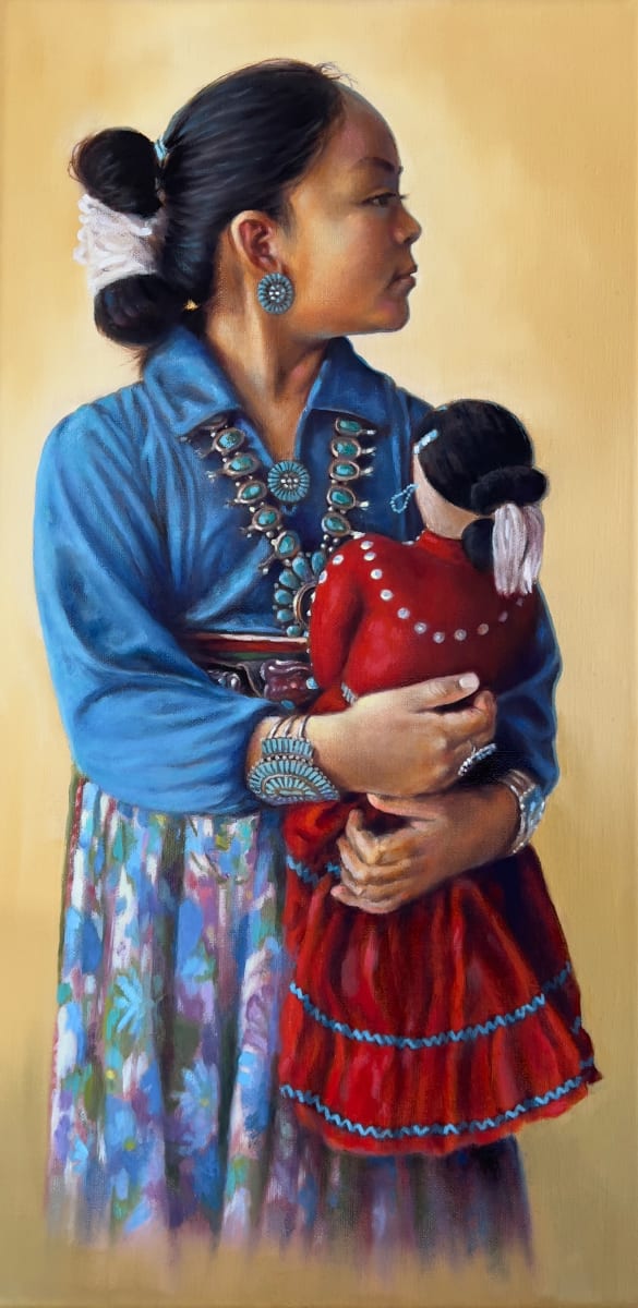 Little Mother by Karen Clarkson  Image: Contemporary portrait of Navajo child Atsabiyaazh in contemporary dress