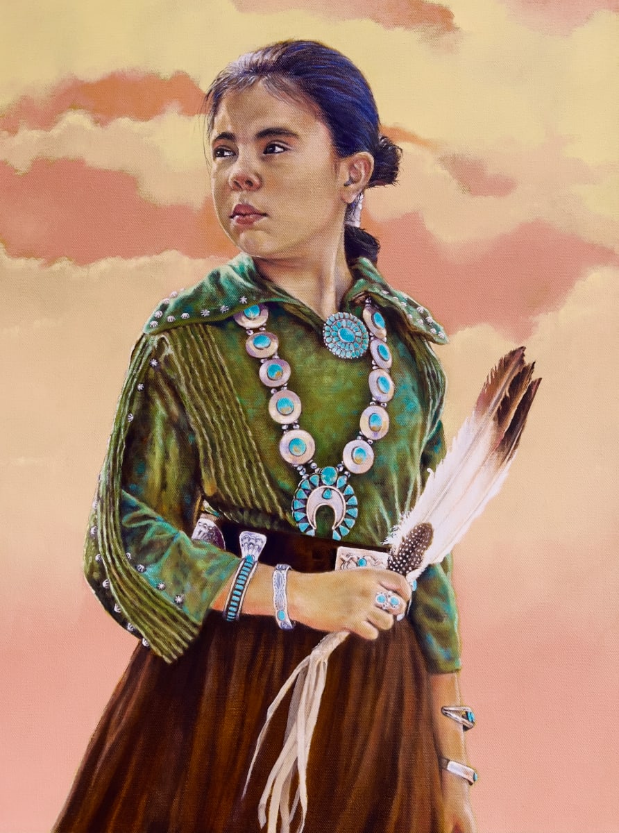 Morning Reverence by Karen Clarkson  Image: Contemporary Portrait of Drew Wilson, Navajo/Creek