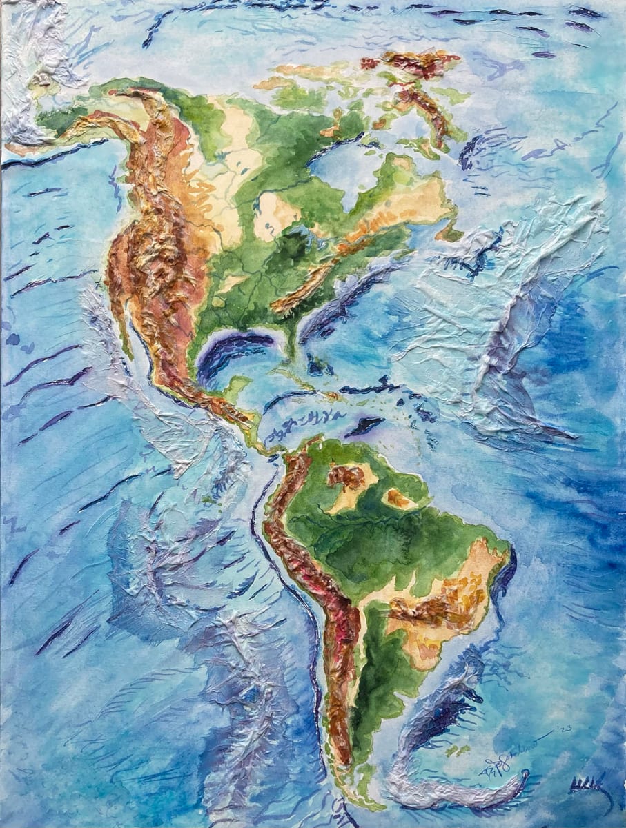 Map of the Elevations of North and South America by Mariah Sotelino 