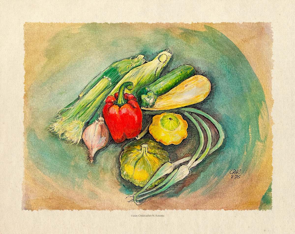 Farmer's Market Harvest Still Life by Christopher Roberts 