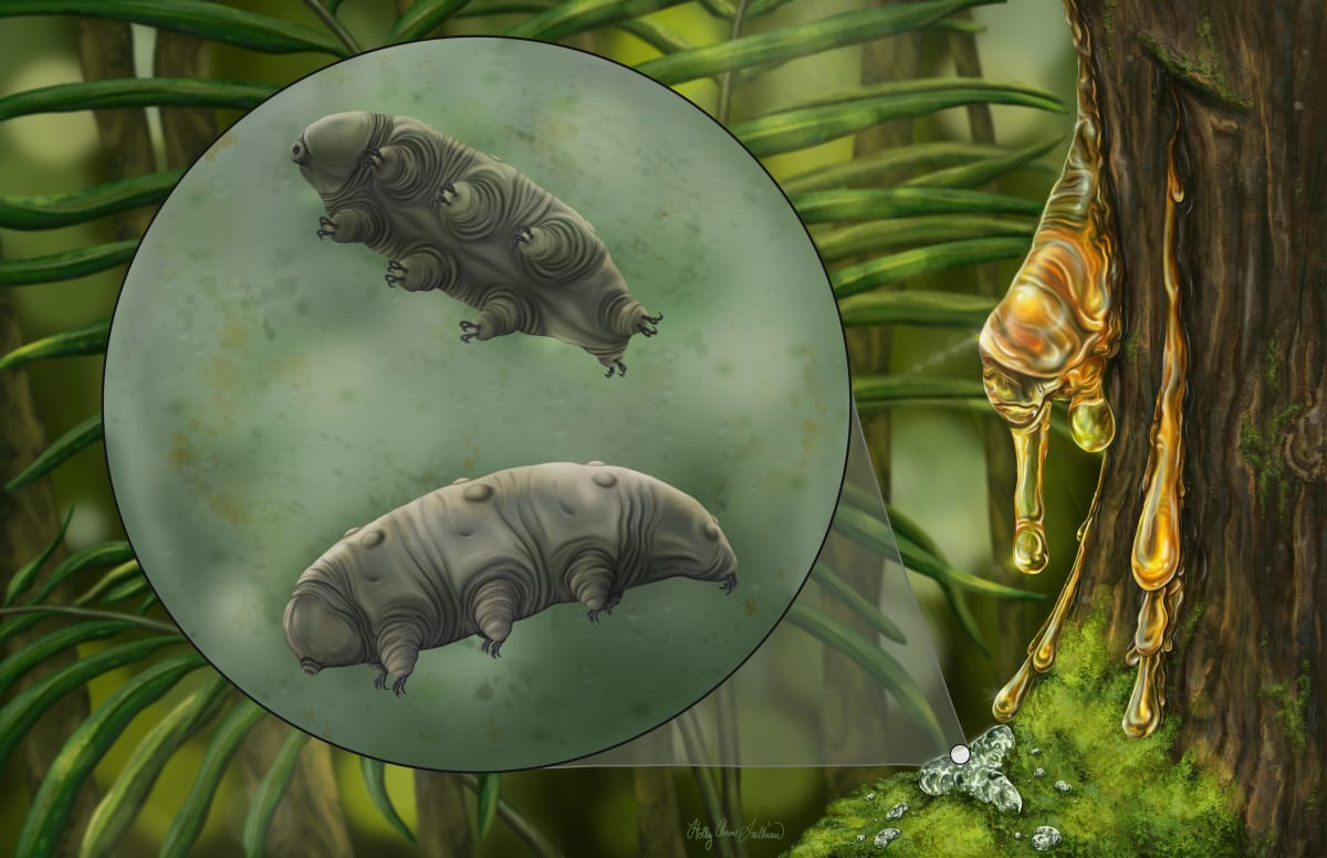 Tardigrade in Dominican Amber by Holly Sullivan 