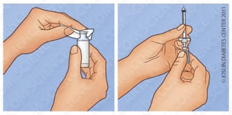 Preparing an Insulin Needle for Injection by Erica Beade 