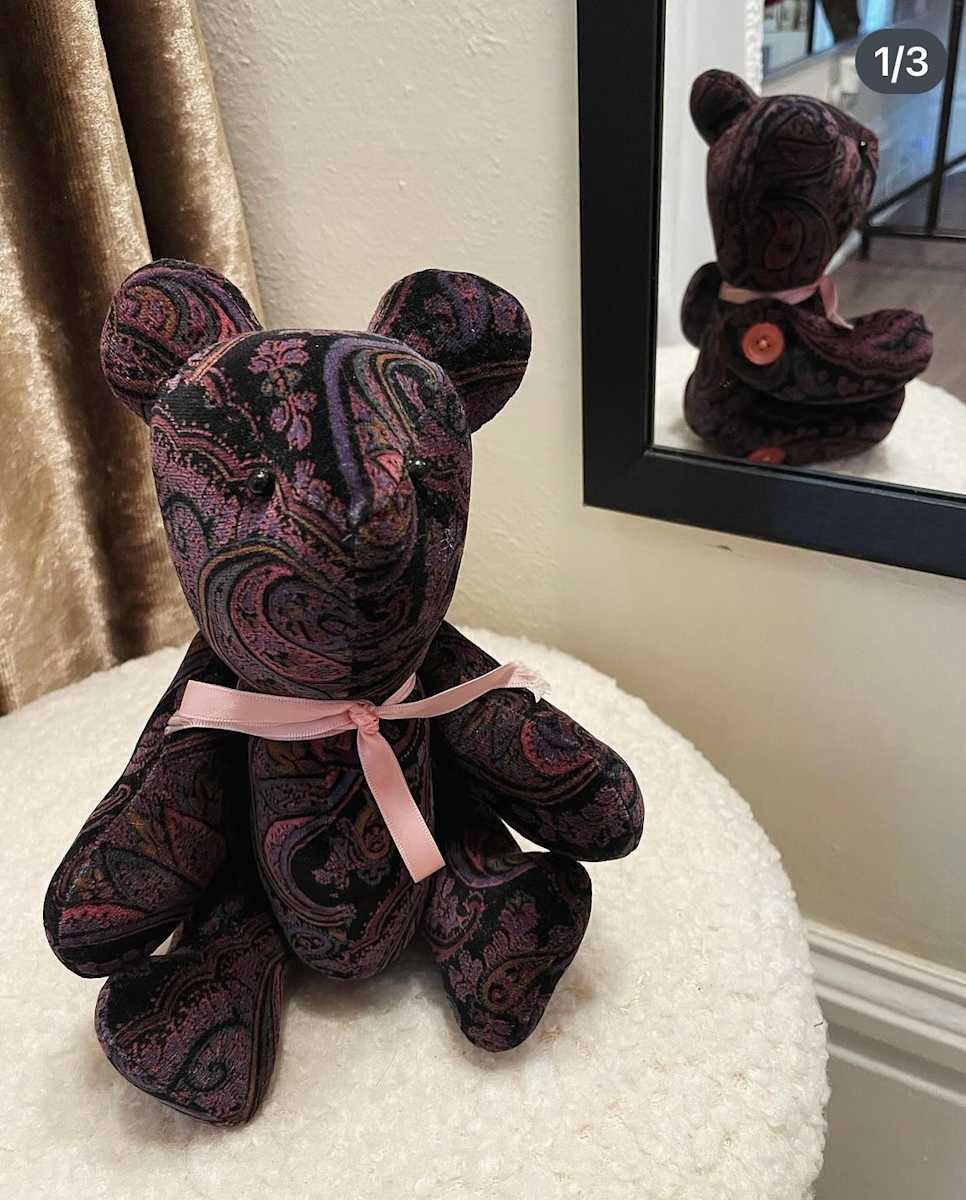Velveteen Sachet Bear, Medium, Paisley by Susan Detroy 