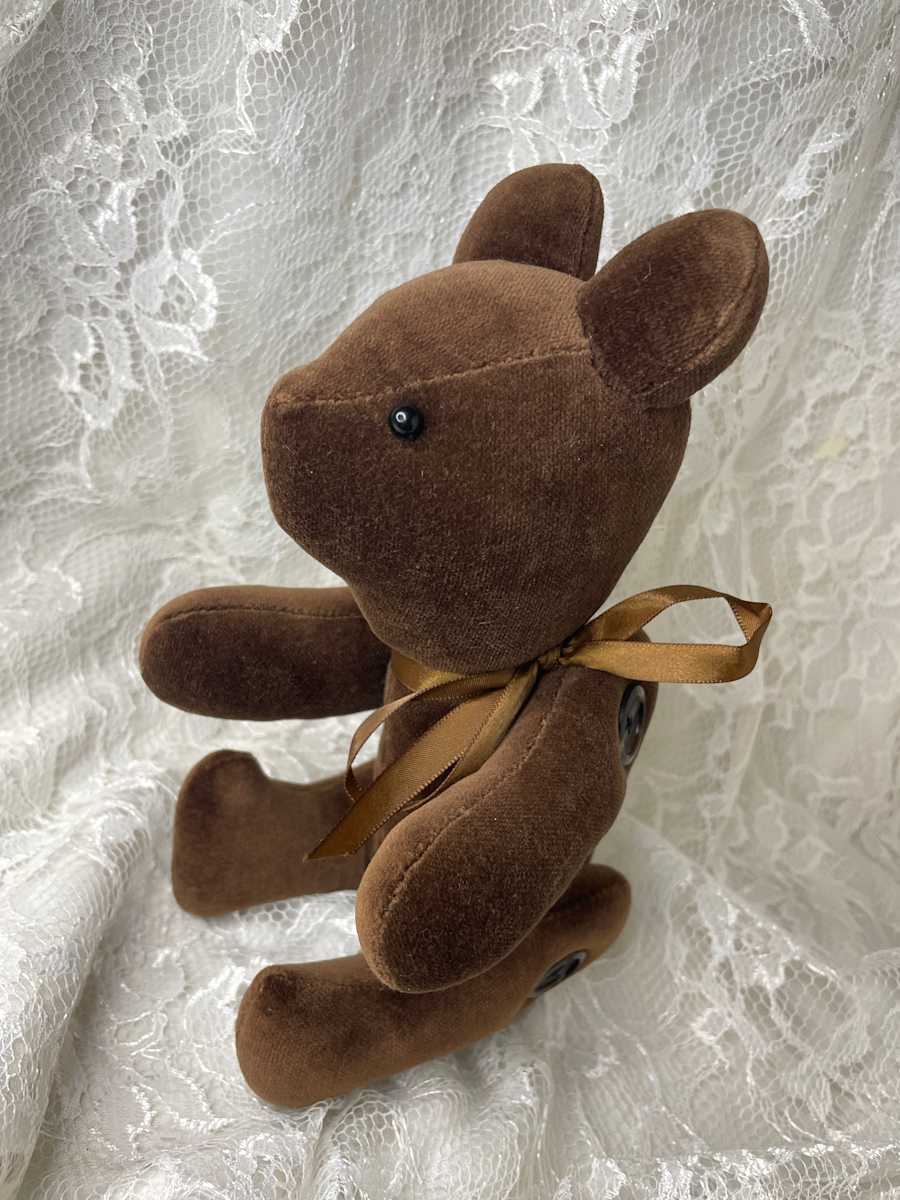 Velveteen Sachet Bear, Brown, Jointed by Susan Detroy 