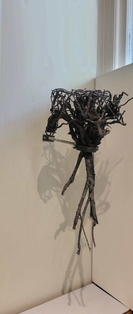 Shaman: Truth by SP Estes  Image: WORK IN PROGRESS   Young cherry tree remnant, wax, threaded pipe , metal ring
“A tree's beauty lies in its branches, but its strength lies in its roots.”  Matshona Dhliwayo 