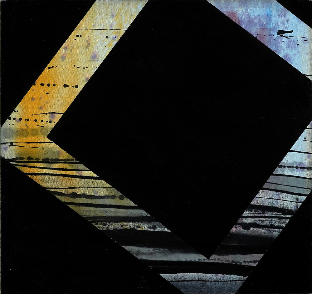 black square by Heather Lewis  Image: Surface and depth. Freedom and space is seen beyond a forbidding structure. 