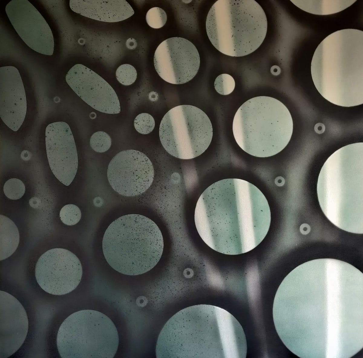 found objects random with light rods by Heather Lewis  Image: Surface and depth, light and shadow, created by the shapes of industrial products.