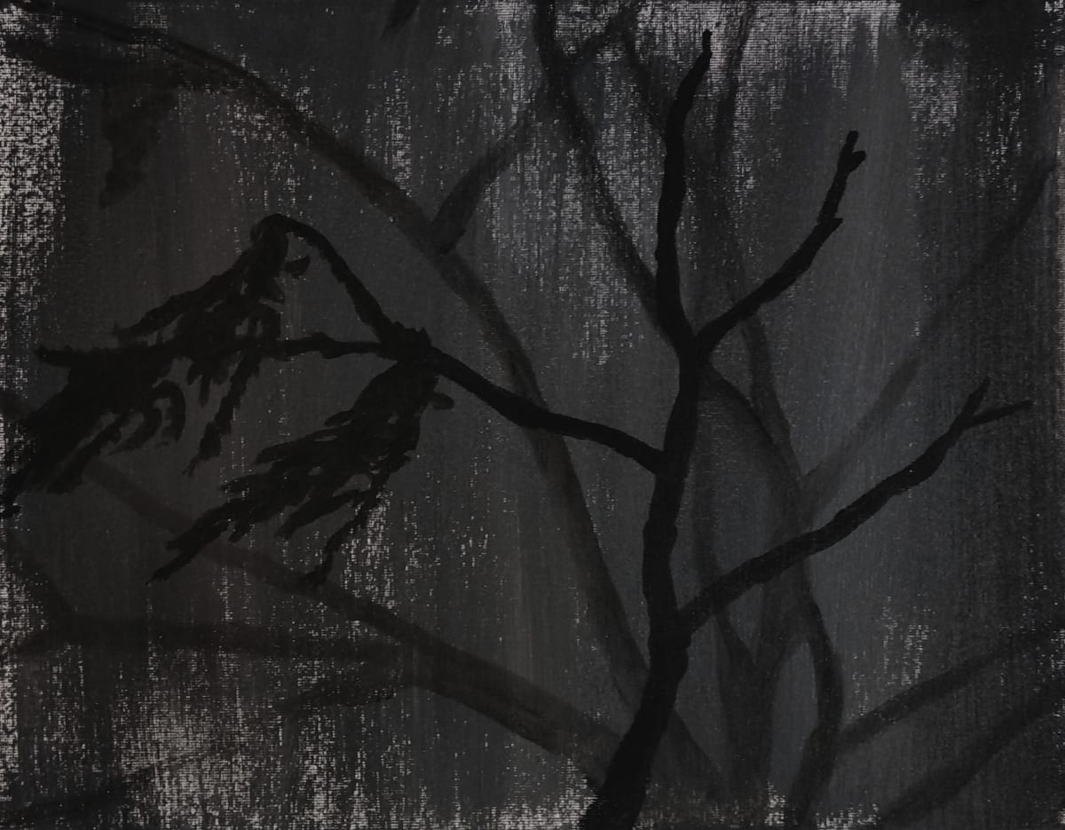 rainstorm by Heather Lewis  Image: Rain falling so heavily that it dims the view to a grey mist.