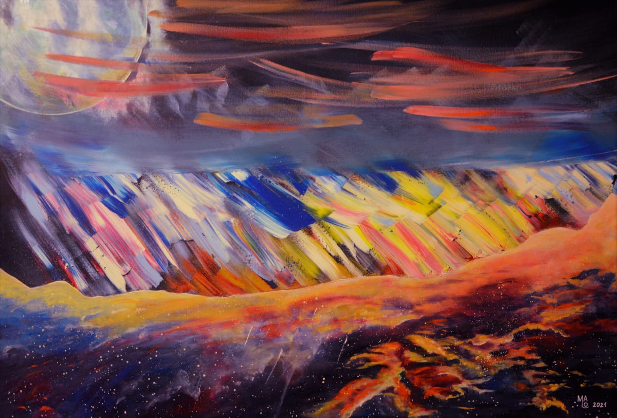 ALPHA & OMEGA by MaLo Magic Blue - Mario Lorenz  Image: Ein Drehbild, kann auf zwei Arten aufgehängt werden. Die hier abgebildete Seite ist Alpha. Herumgedreht betrachtet sehen Sie Omega. Zwei Bilder in einem, zwei unterschiedliche Wirkungen! De facto gibt es keinen Anfang und kein Ende - vielmehr einen ewigen Kreis... 