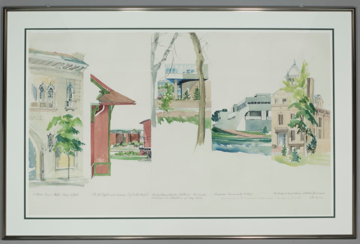 Historical Public Buildings of Littleton by rita derjue  Image: "Historical Public Buildings of Littleton," painting by rita derjue, 1981