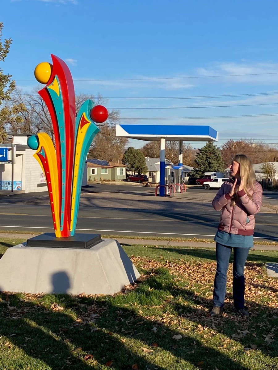 Together We Rise by Jodie Bliss  Image: "Together We Rise" by Jodie Bliss, with artist at dedication, November 14, 2022