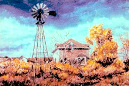 Home Place by Hylda Kohl Hathaway  Image: "Home Place" by Hylda Kohl Hathaway, 1977; STOLEN in 1979 (see Description for more information)