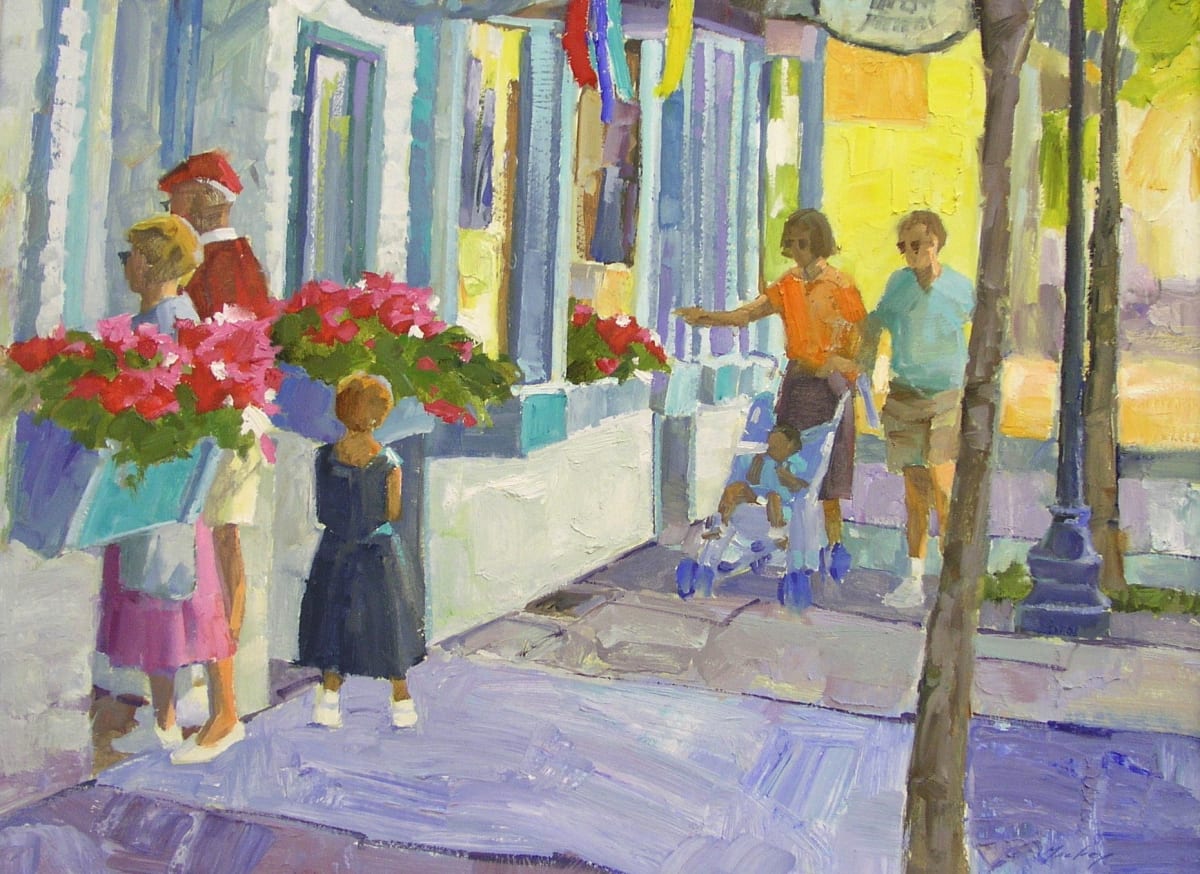 Untitled - people by storefronts by Kim Mackey  Image: "Untitled - people by storefronts", by Kim Mackey, 1993