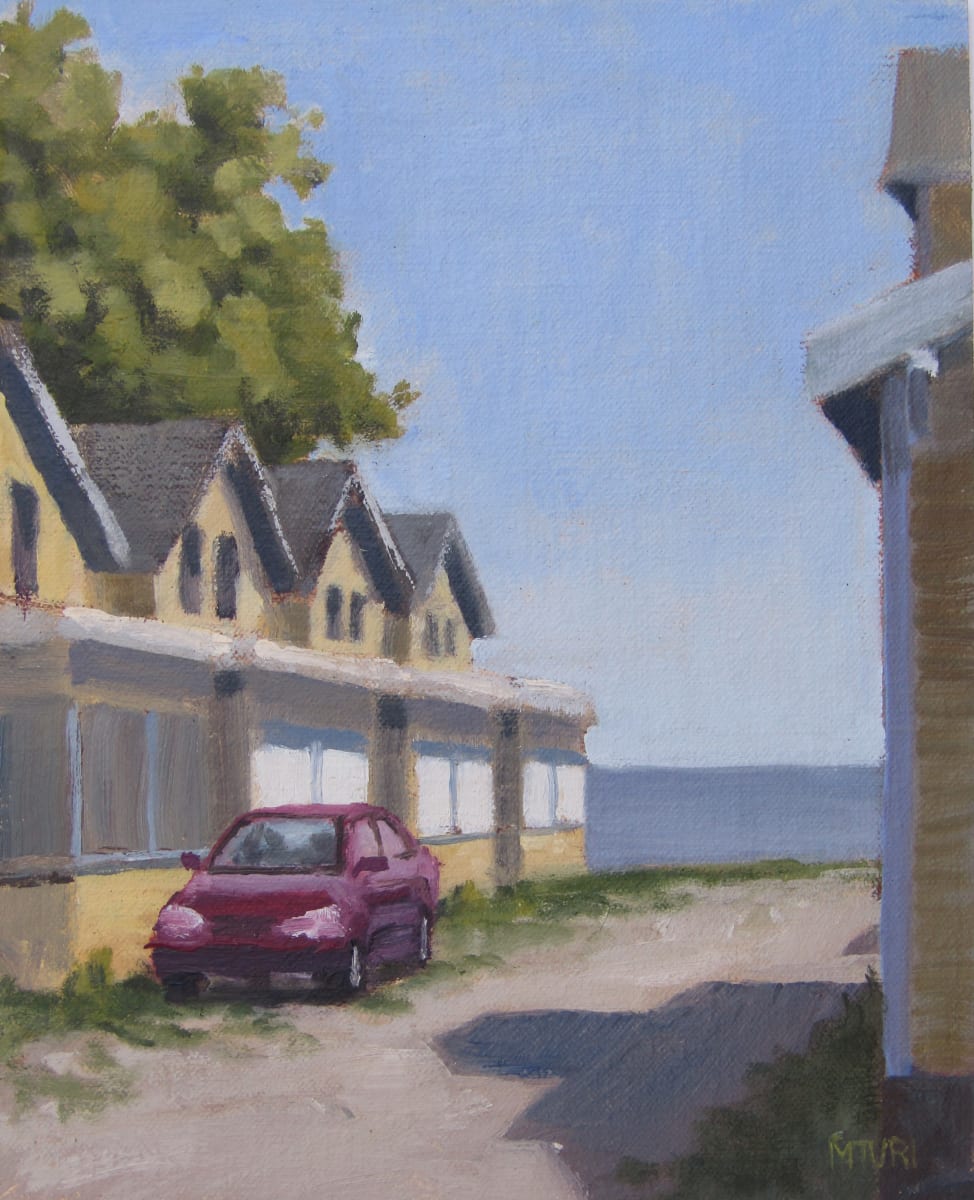 Lake Cottages by Mia Turi  Image: Resort cottages in Geneva-on-the-Lake, OH. 2022
Plein air, oil