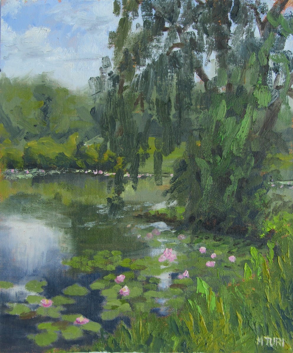 Lotus Pond by Mia Turi  Image: Plein air oil of the Lotus Pond at the Holden Arboretum.  Painted June 8,2022