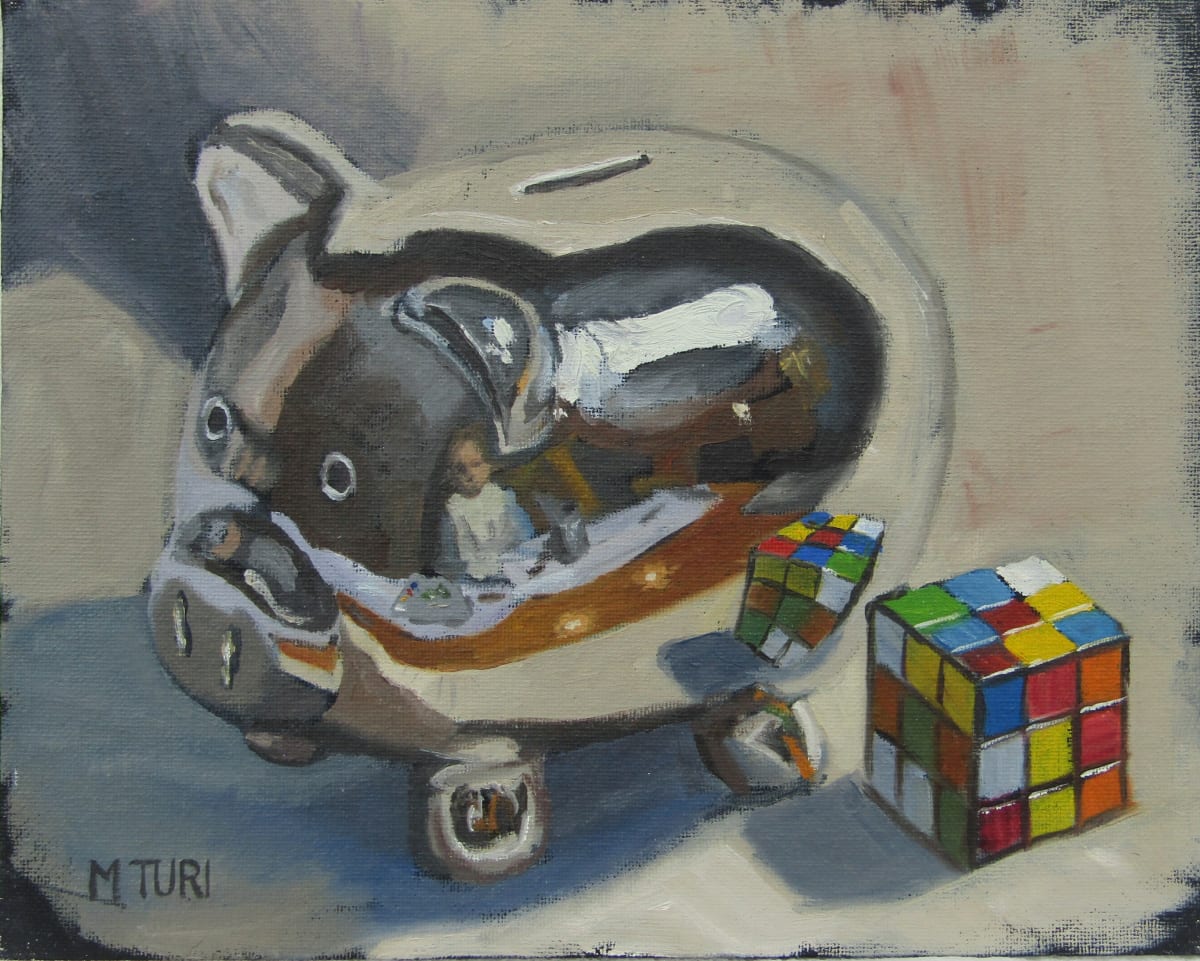 Puzzled by Mia Turi  Image: Puzzled, original still life in oil on 8”x10” canvas panel, unframed. 