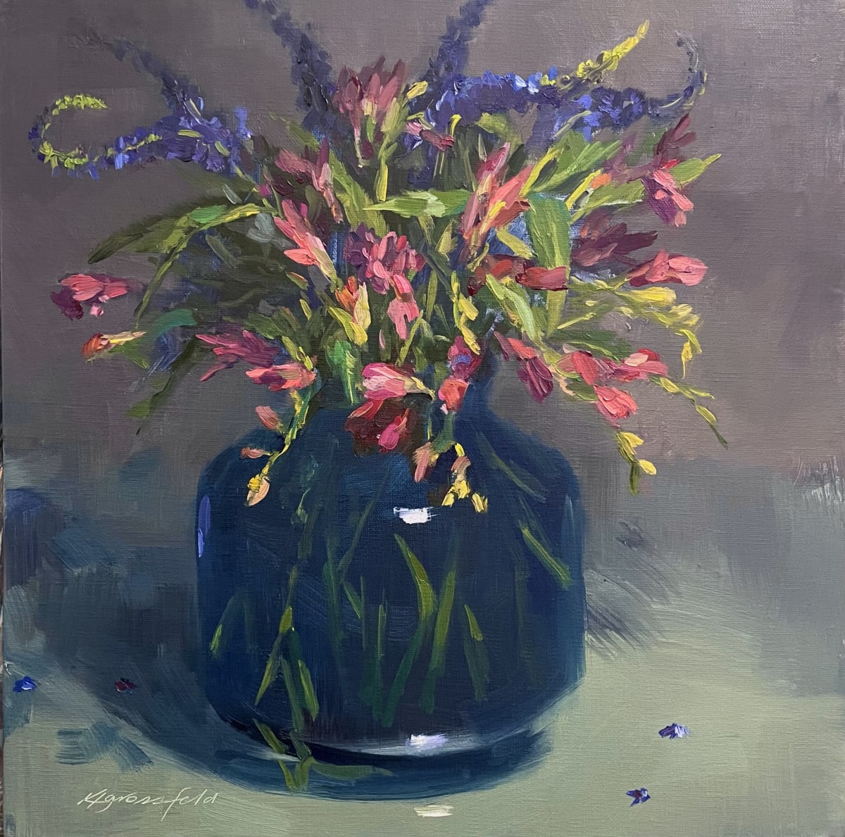 Freesia and Veronica in Blue by Katherine Grossfeld 