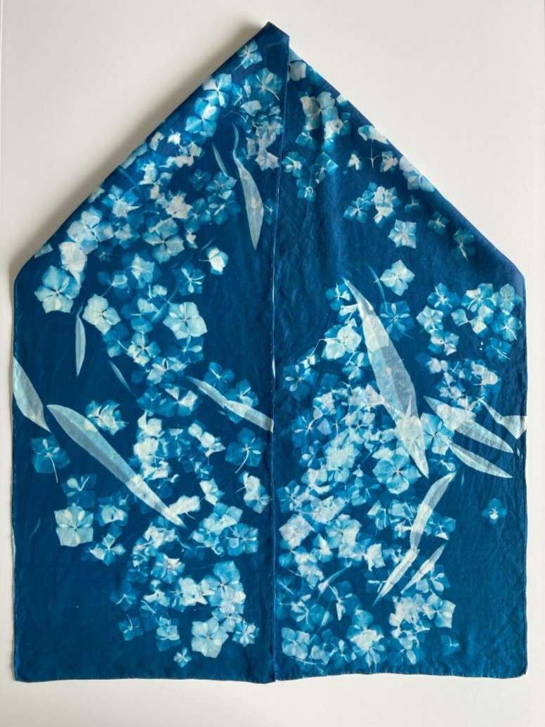 Hydrangea Cyanotype Silk Scarf by Nanette Moss 