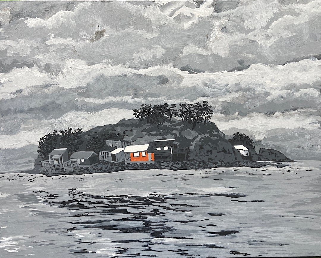 Shack Island by Nanette Moss  Image: Received Juror's Choice Award in Fine Art category for the Nanaimo Museum Heritage Art Show, Splash of Color