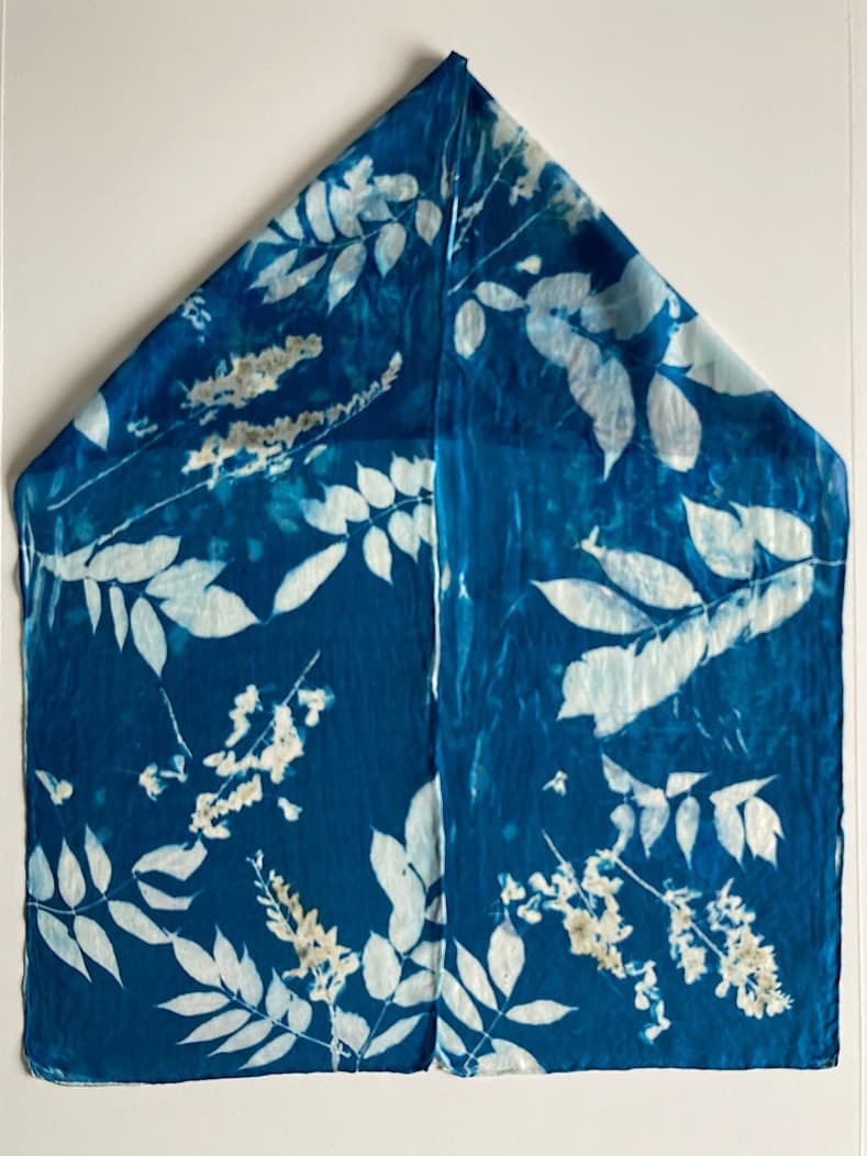 Wisteria 2 Cyanotype Silk Scarf by Nanette Moss 