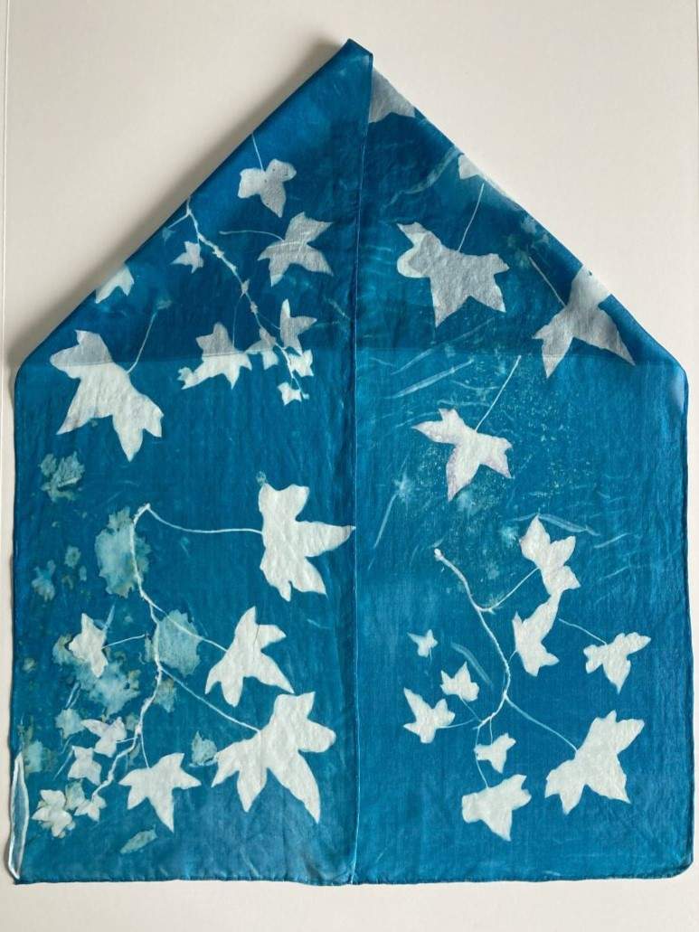 Ivy Cyanotype Silk Scarf by Nanette Moss 